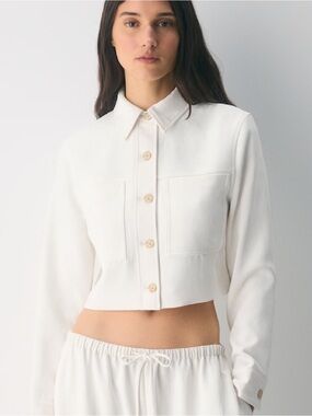 Wilfred Cropped Button-Front Jean Jacket in White